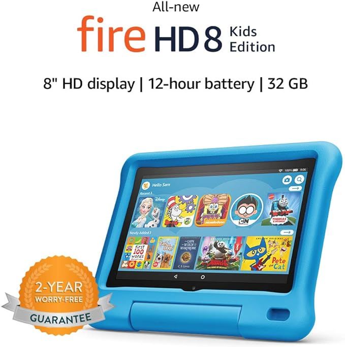 All-new Fire HD 8 Kids Edition tablet, 8" HD display, 32 GB, Blue Kid-Proof Case | Amazon (US)