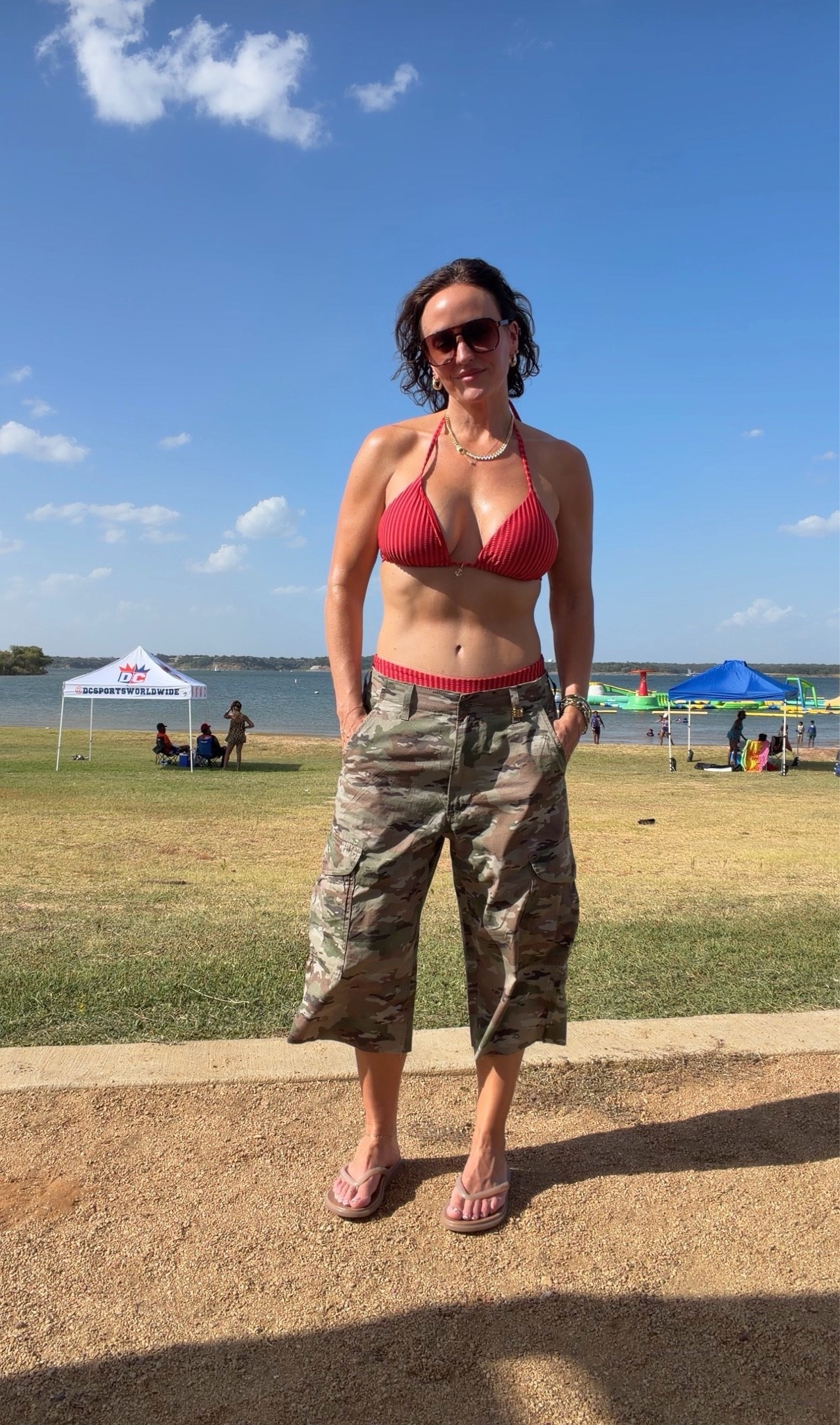 Lake day attire 
@abercrombie swim is always a win 
M top, s bottoms 
DIY cut @levi pants 32x30

#LTKdayinmylife #LTKSeasonal #LTKOver40
