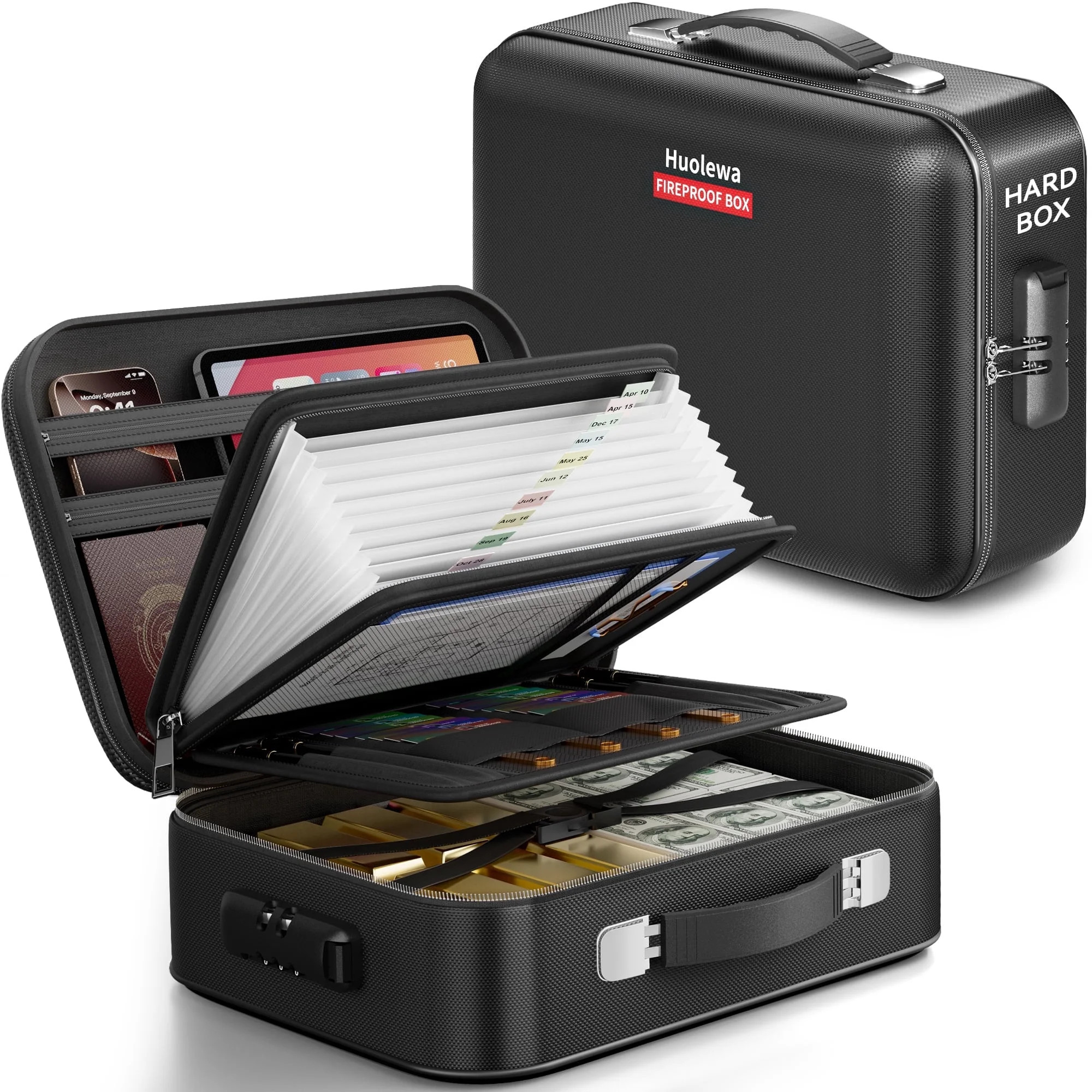 Gijjgole Fireproof Document Box, Hard Case Fireproof Box with Lock, Portable Hard-Shell Fireproof... | Walmart (US)