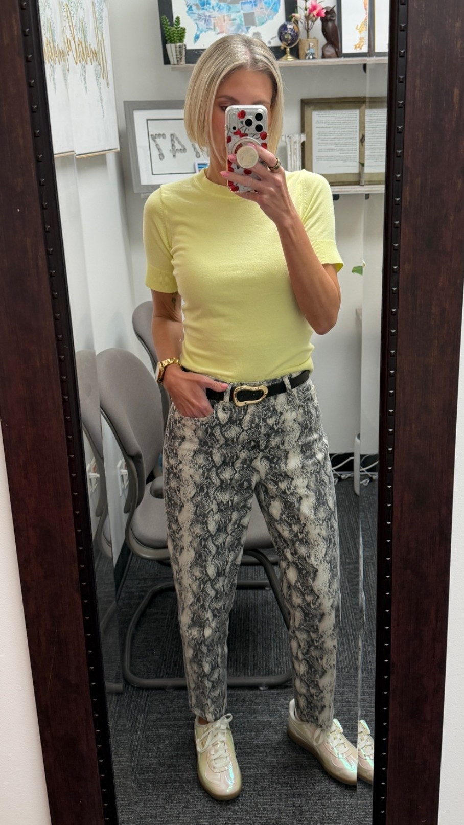 OOTD

I love the unexpected. 
Yellow top & snake skin jeans both from Walmart. Sneakers are Puma and my belts from Amazon.

#LTKootd #LTKgrwm #LTKOver40