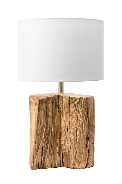 Natural 22-inch Bunyan Wood Cut Table Lamp | Rugs USA