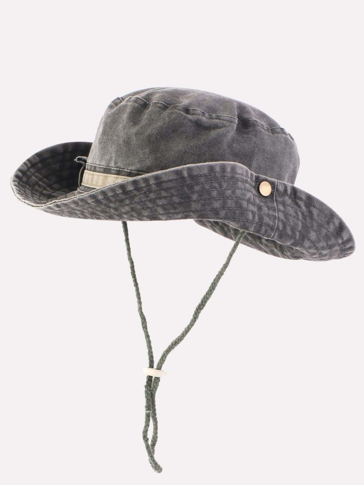 1pc Women Solid Drawstring Decor Foldable Casual Bucket Hat For Outdoor Travel | SHEIN