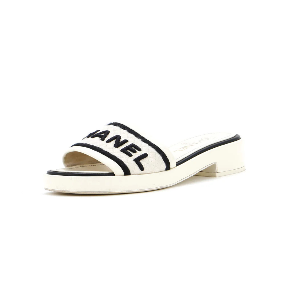 Women's Logo Mule Sandals Embroidered Leather | Rebag