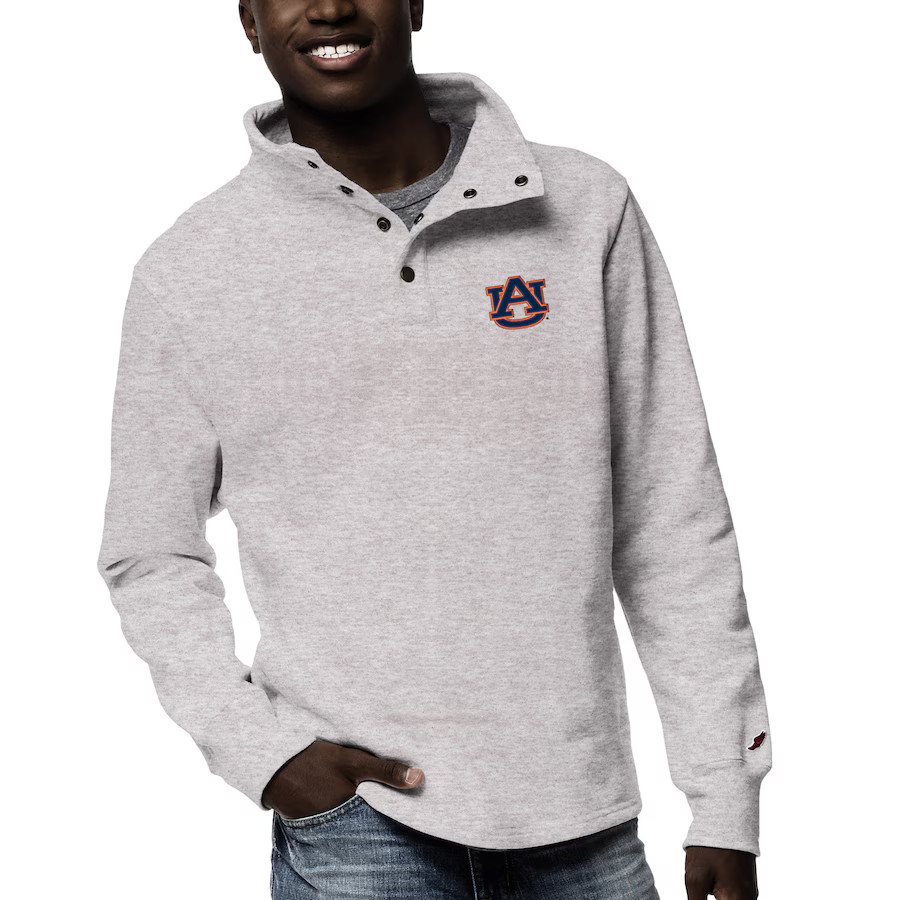 Auburn Tigers League Collegiate Wear 1636 Fleece Quarter Snap Up Pullover Sweatshirt - Ash | Fanatics