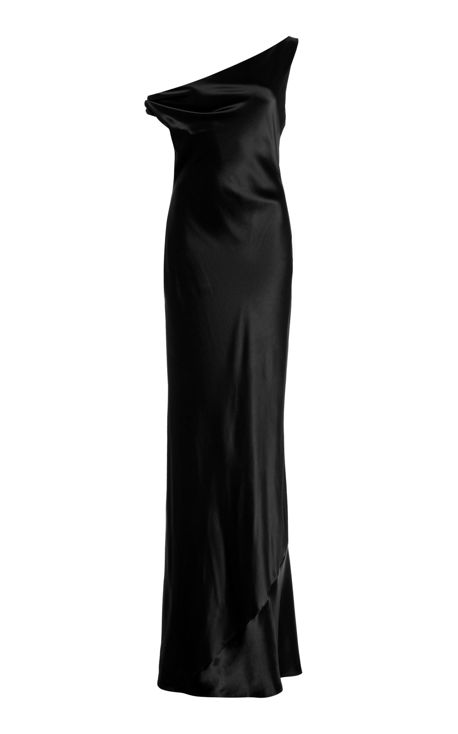 STAUD - Ashanti Draped Satin Maxi Dress - Black - S - Moda Operandi | Moda Operandi (Global)