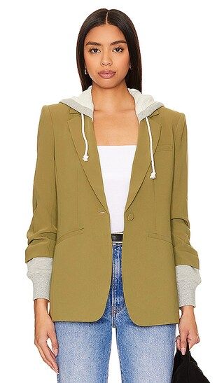 Khloe Hooded Jacket in Olive Green & Heather Grey | Revolve Clothing (Global)