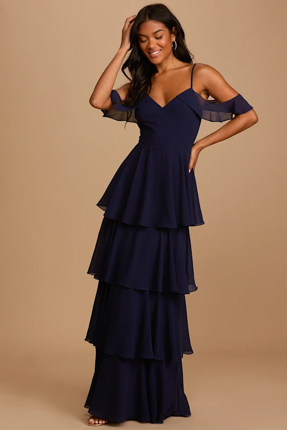 Moment of Magic Navy Blue Tiered Ruffled Maxi Dress | Lulus (US)