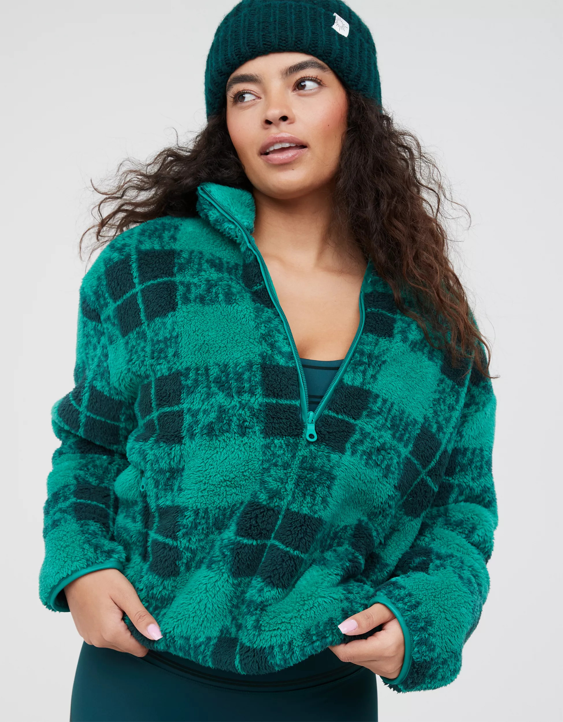 OFFLINE By Aerie Fluffy Sherpa Quarter Zip Sweatshirt | Aerie