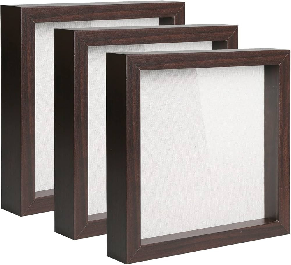 Muzilife Shadow Box Picture Frame with Linen Board Deep Wood Glass Display Case Ready to Hang Memory | Amazon (US)