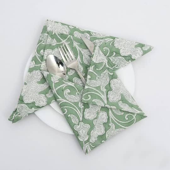 Ridhi Home Kitchen Linen 100% Cotton Cloth Dinner Napkins Handmade Floral Block Print- Soft Desig... | Amazon (US)