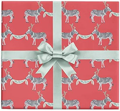 REVEL & Co Christmas Zebras in Fake Antlers Holiday Giftwrap Paper - Six Flat Folded Sheets 19.5x... | Amazon (US)