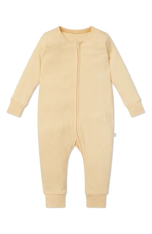 MORI Rib Fitted One-Piece Romper in Ribbed Yellow at Nordstrom, Size 9-12 M | Nordstrom