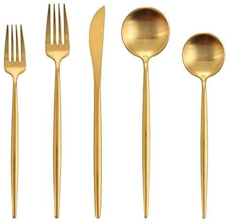 Matte Gold Silverware Set Oliviola amazon finds amazon deals amazon favorites #ltkgiftguide decor  | Amazon (US)