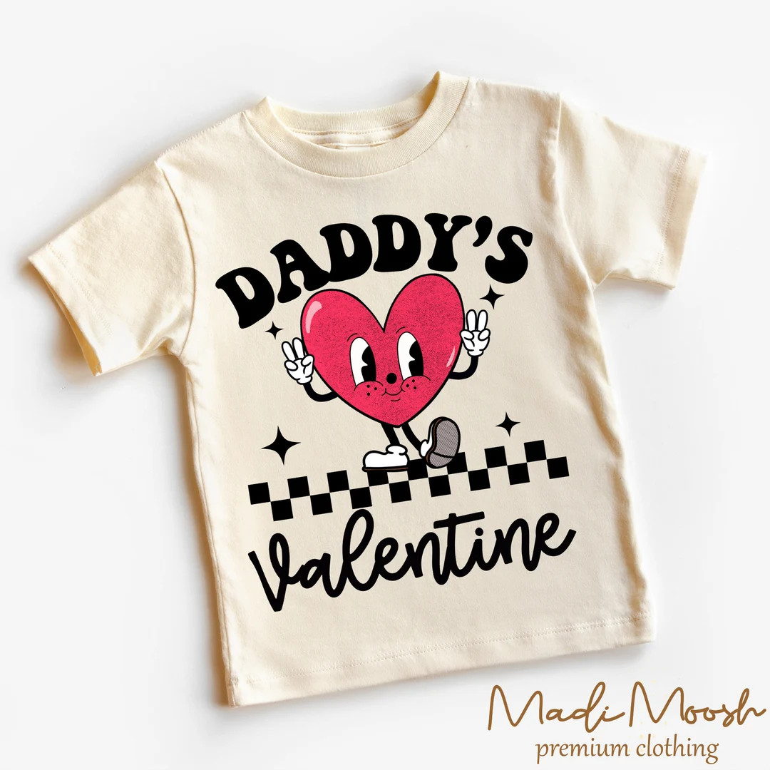 Daddy's Valentine Kids Shirt - Cute Valentine's Day Toddler Tee - Natural Kids Shirt - Etsy | Etsy (US)