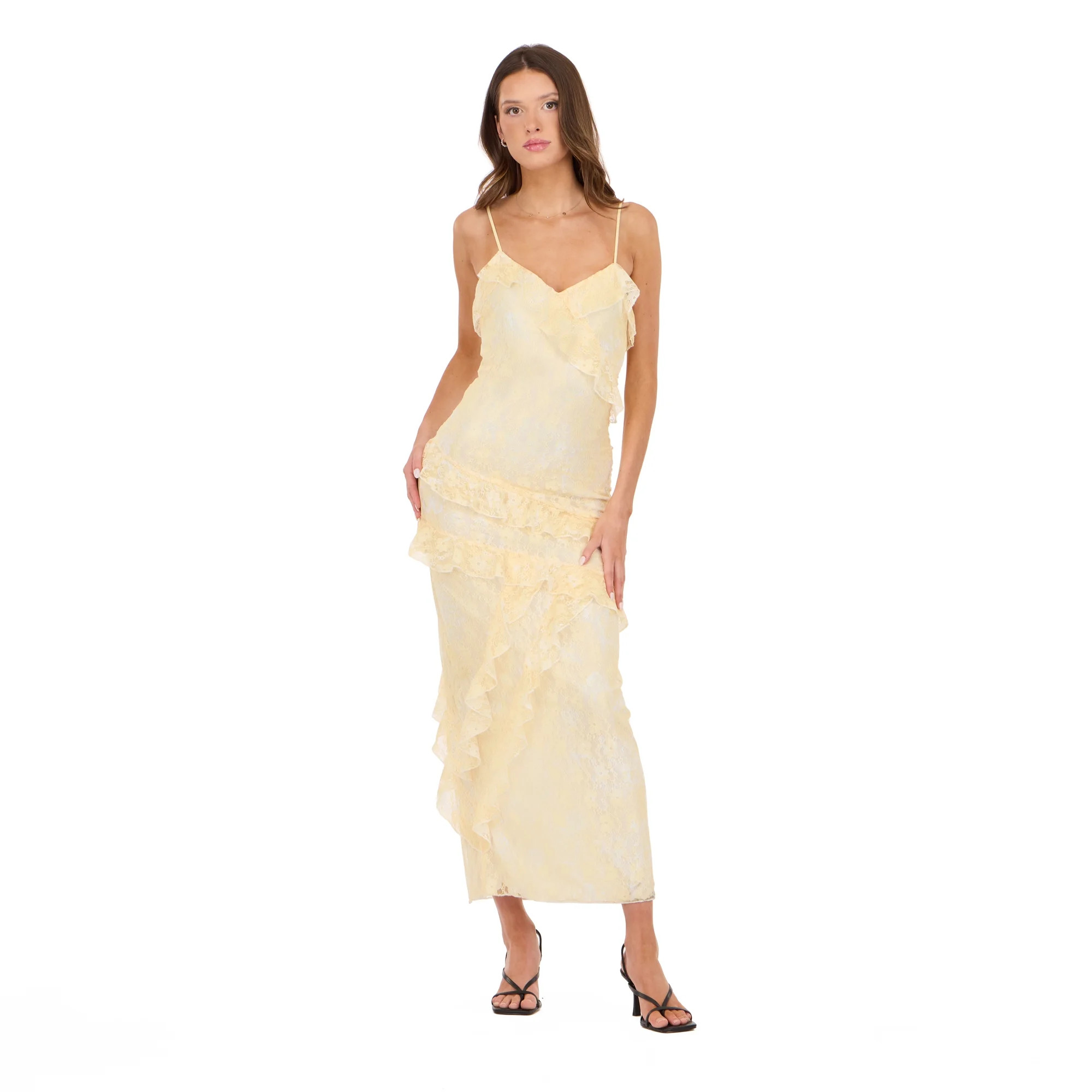 Forever 21 Women's Printed Maxi Dress with Ruffles, Sizes XS-XL | Walmart (US)