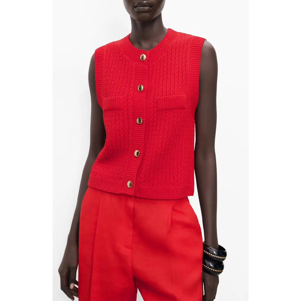 MANGO Chunky Cable Stitch Sweater Vest in Red at Nordstrom Rack, Size Small | Nordstrom Rack