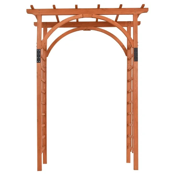 Topbuy 84.5" Outdoor Wood Arbor Natural Finish Arch Trellis Pergola Lattice | Walmart (US)