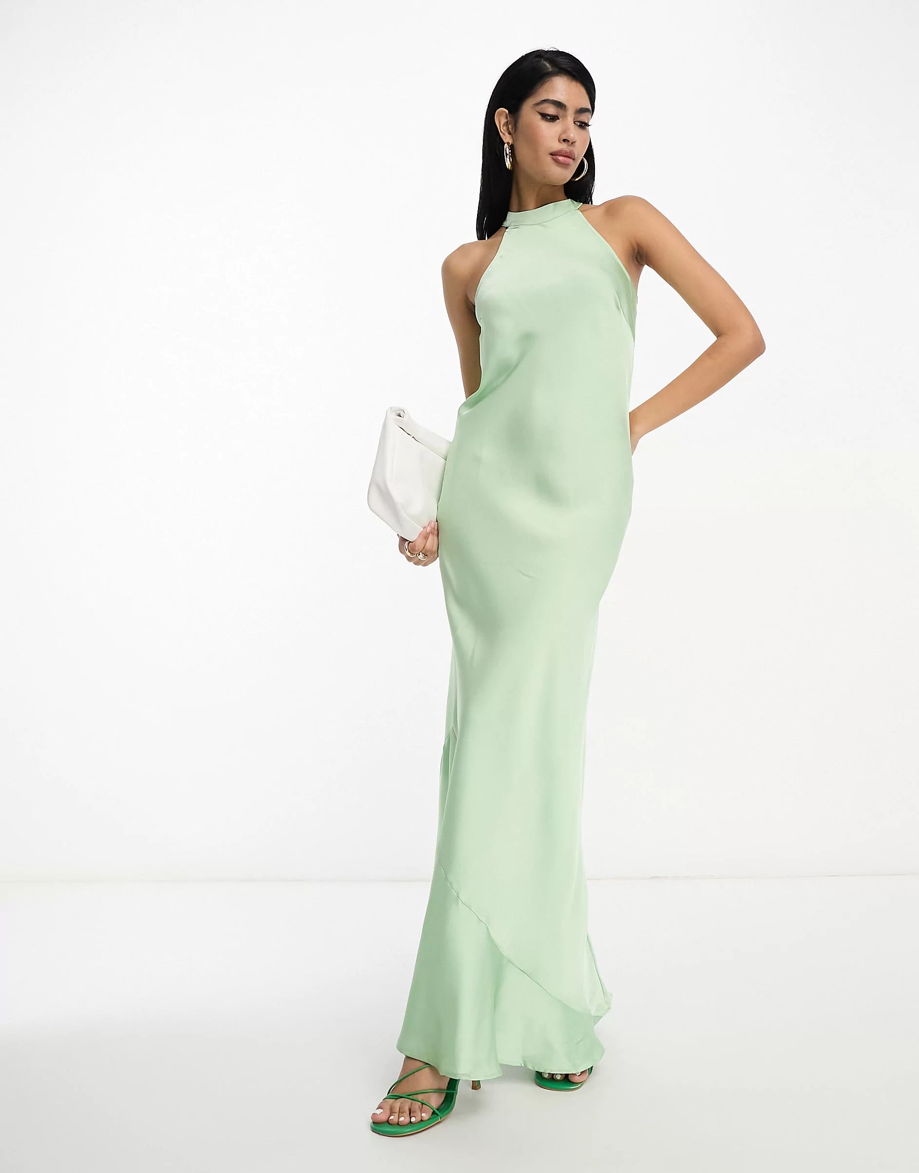 Vila Bridesmaid halterneck maxi dress in mint green | ASOS (Global)
