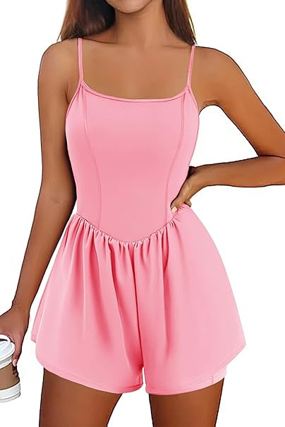 Ekouaer Womens Summer Sleeveless Workout Rompers Athletic Jumpsuit Double Lined Shorts One Piece ... | Amazon (US)
