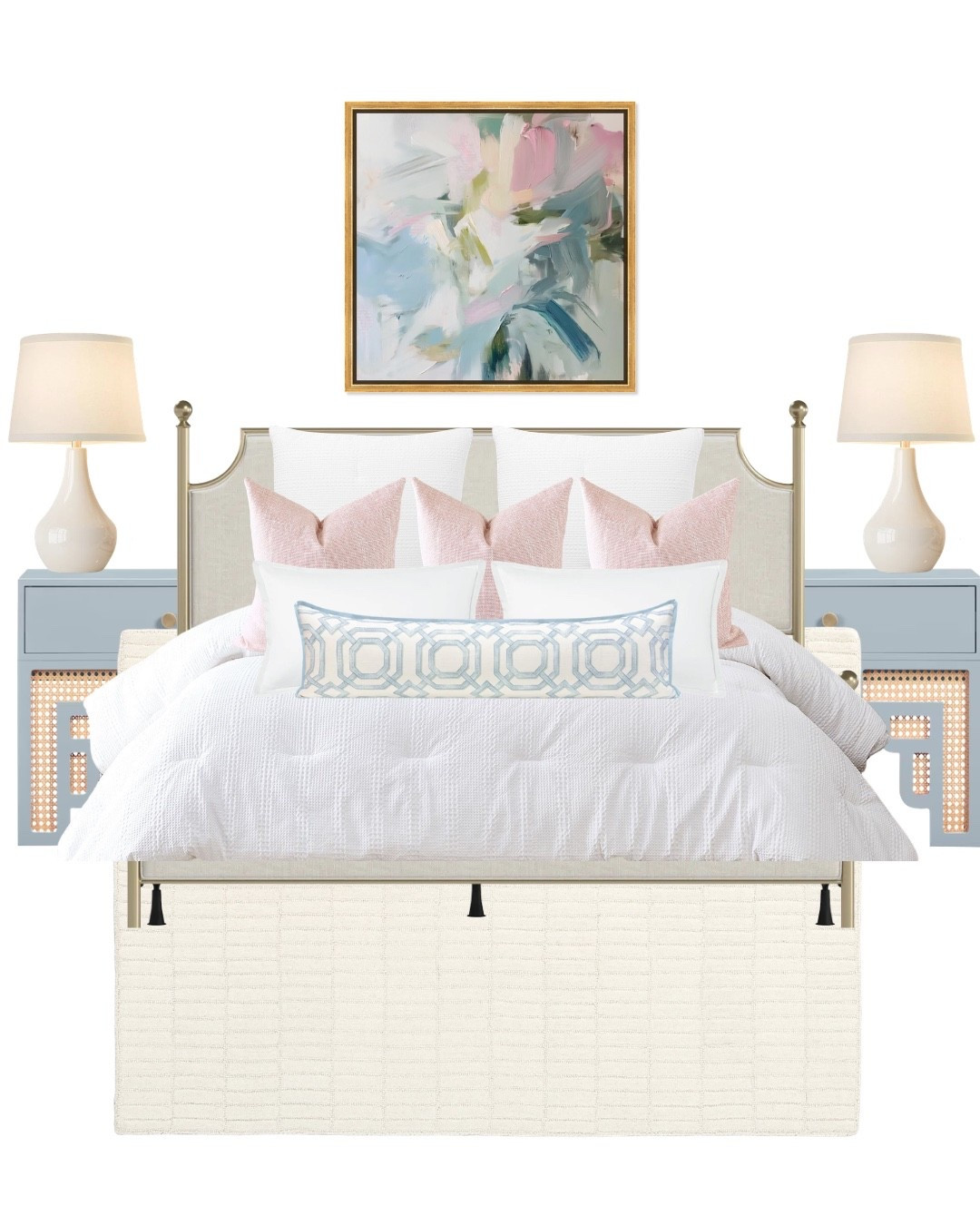 Coastal bedroom decor inspo!🌊✨

Coastal bedroom inspo, pink euro pillows, Wayfair finds, blue night stands, home decor, watercolor art, beige rug, home finds, @abby_louanne  

#LTKHome #LTKSaleAlert #LTKSeasonal