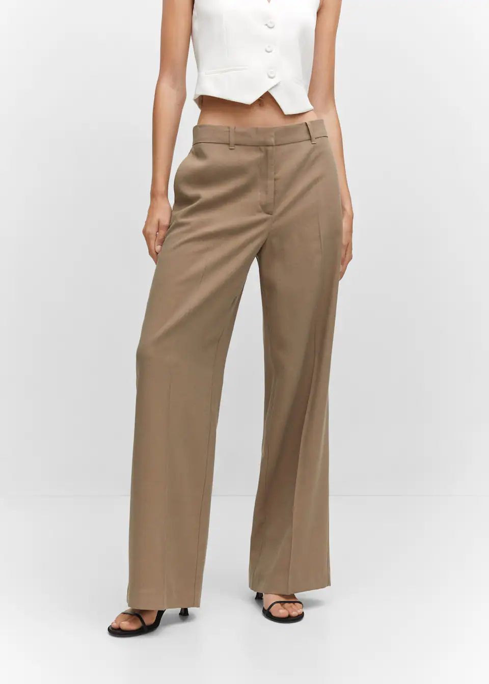 Low waist wideleg trousers -  Women | Mango USA | MANGO (US)