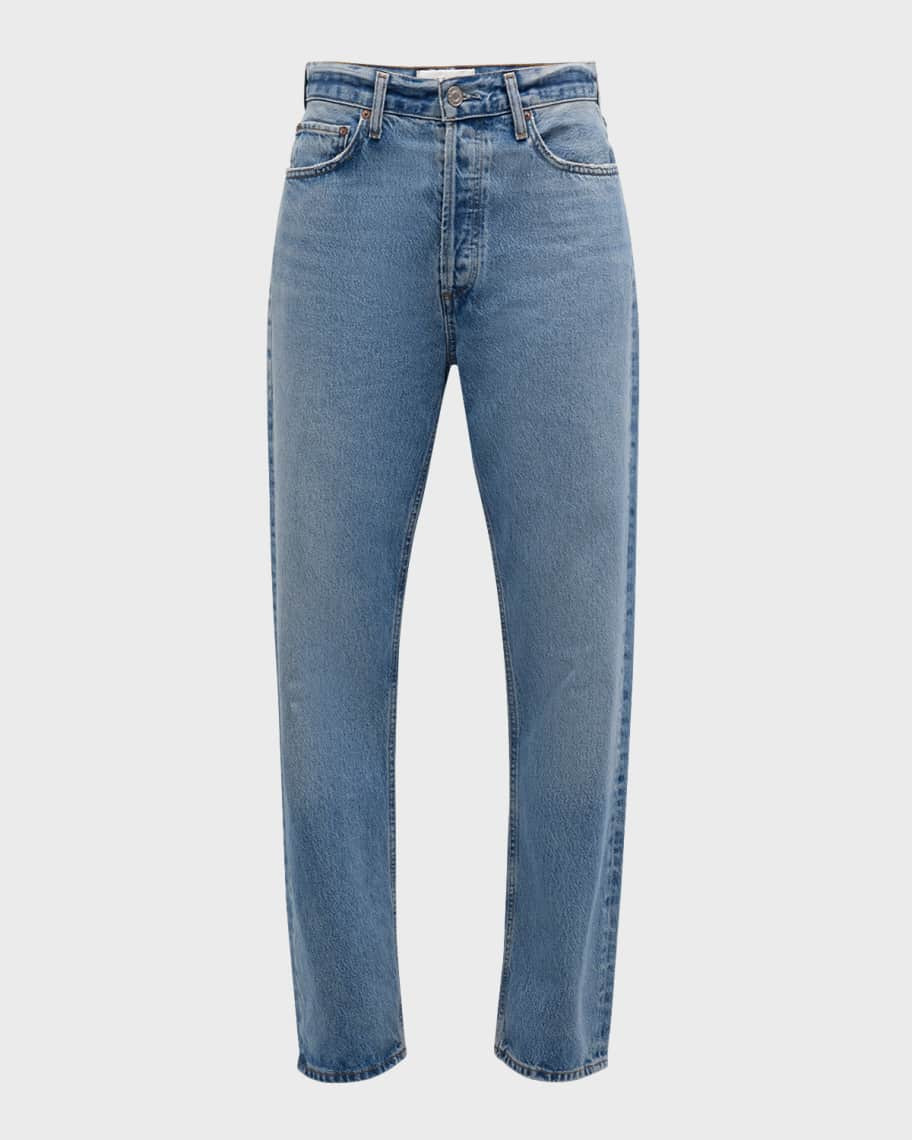 90s Pinch Waist High-Rise Straight Jeans | Neiman Marcus