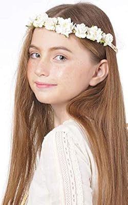White Flower Crown Headband for Wedding Festivals Wreath Boho Garland | Amazon (US)