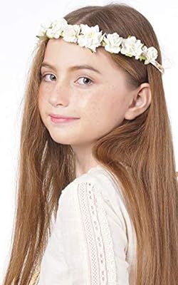 White Flower Crown Headband for Wedding Festivals Wreath Boho Garland | Amazon (US)