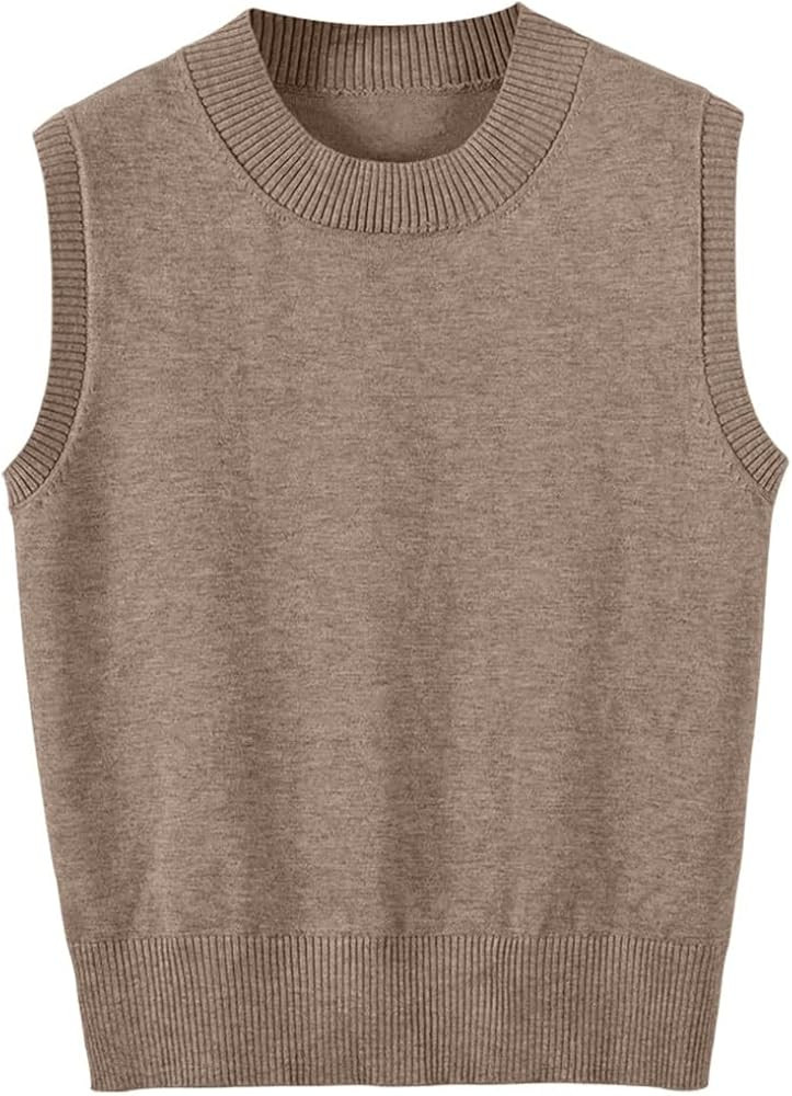Women's Sweater Vest Crew Neck Sleeveless Pullover Sweater Classic Basic Solid Ribbed Knit Tank T... | Amazon (US)