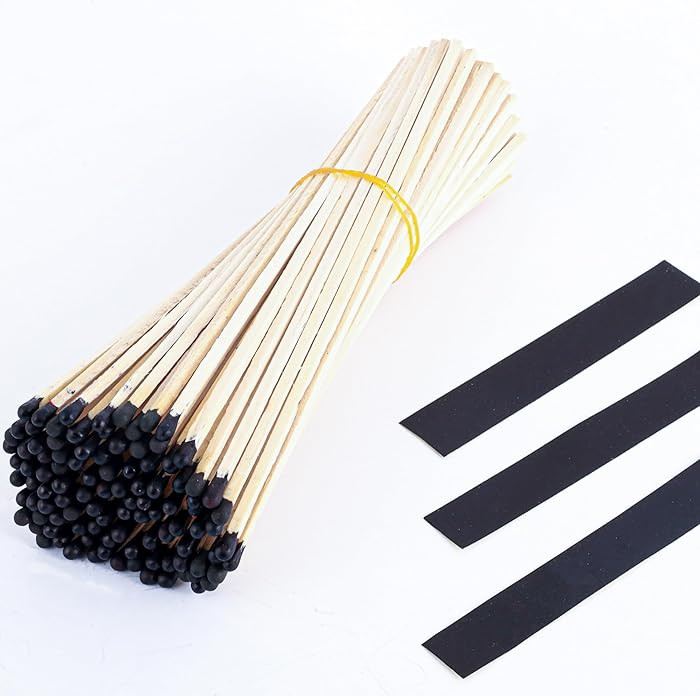 100Pcs 8'' Black Fireplace Matches for Candles with Striker -Long Matches for Fireplace BBQ Grill... | Amazon (US)