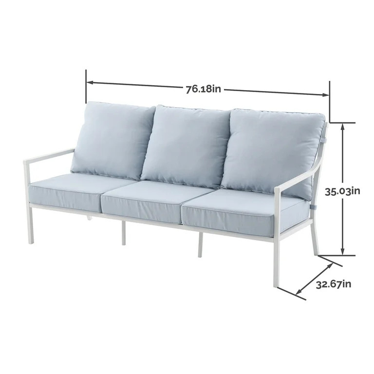 My Texas House Cambria Steel Outdoor Sofa, White/Blue - Walmart.com | Walmart (US)