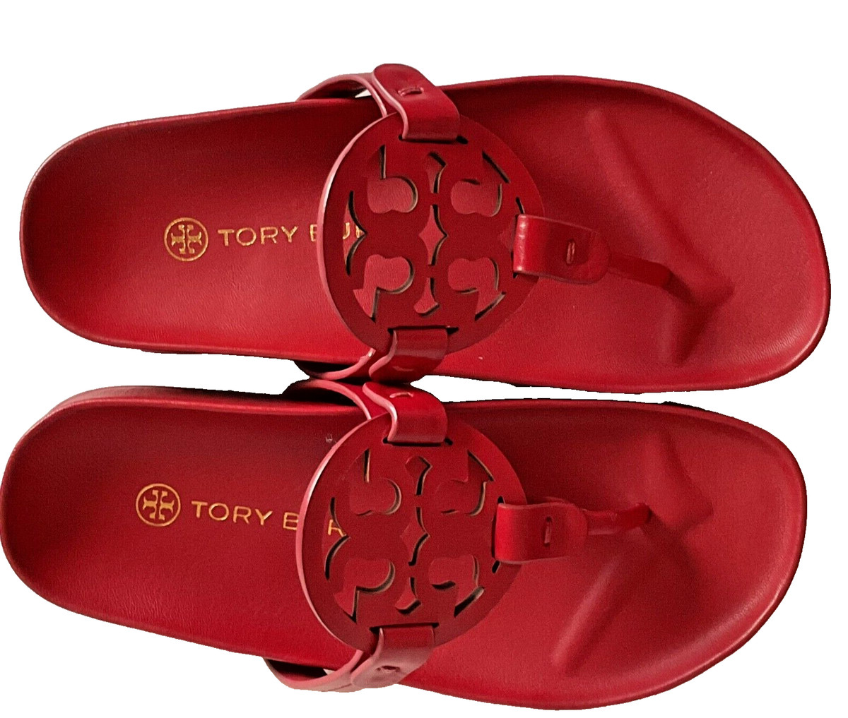 Tory Burch NEW Miller Cloud Thong Leather Sandals Red Size 5 $228 Authentic | eBay US