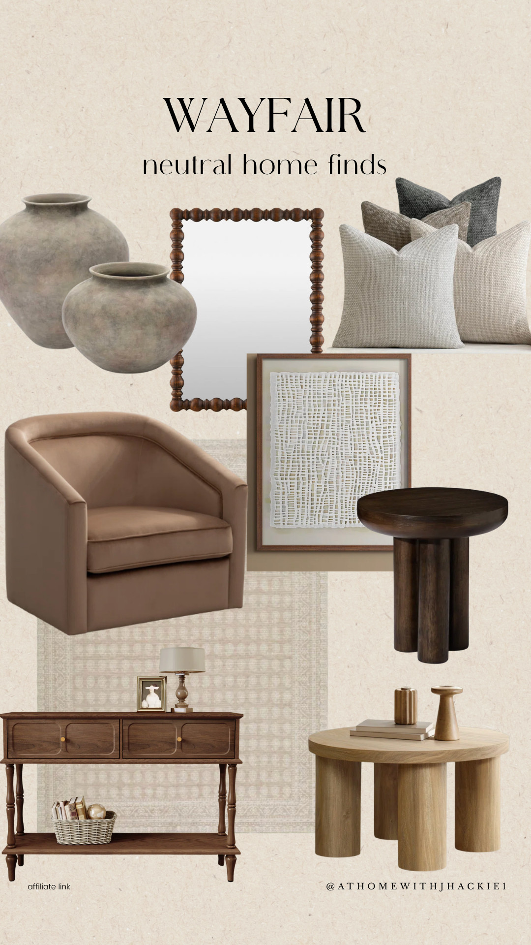 Wayfair home decor, neutral home finds, organic modern decor, neutral living room furniture, wood console table, accent chair neutral, decorative vases pottery, framed wall art neutral, wood side table modern, beige throw pillows, earthy home decor, minimalist home styling, warm neutral interiors, high end look for less decor 

 

#LTKHome