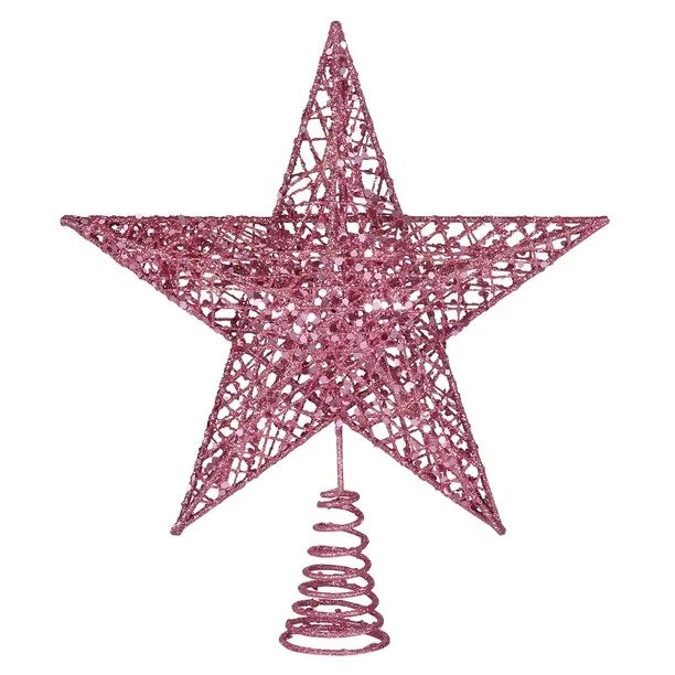 OUNONA 25cm Christmas Tree Iron Star Topper Glittering Christmas Tree Decoration Ornaments (Pink)... | Walmart (US)