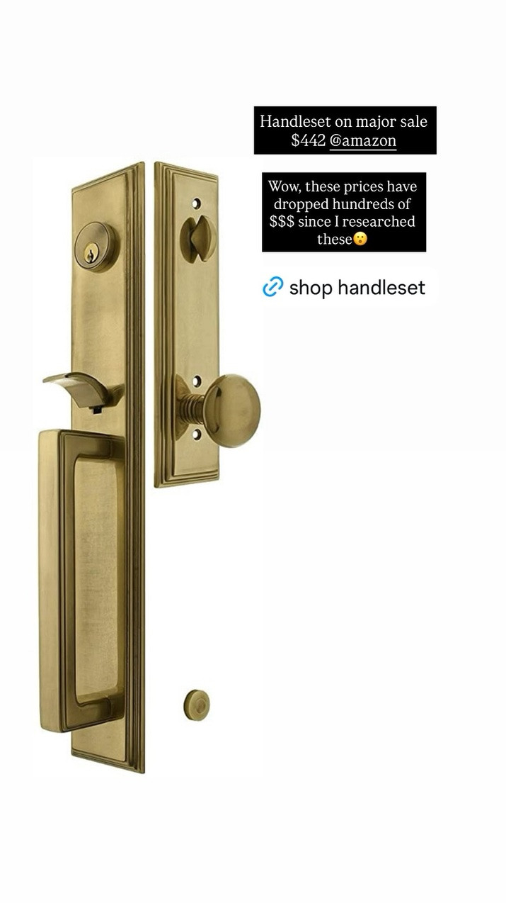 Handleset on major sale $442 @amazon  Wow, these prices have dropped hundreds of 
$$$ since I researched these😮

Exterior door handleset.  Exterior door brass hardware.

#LTKHome #LTKOver40 #LTKSaleAlert