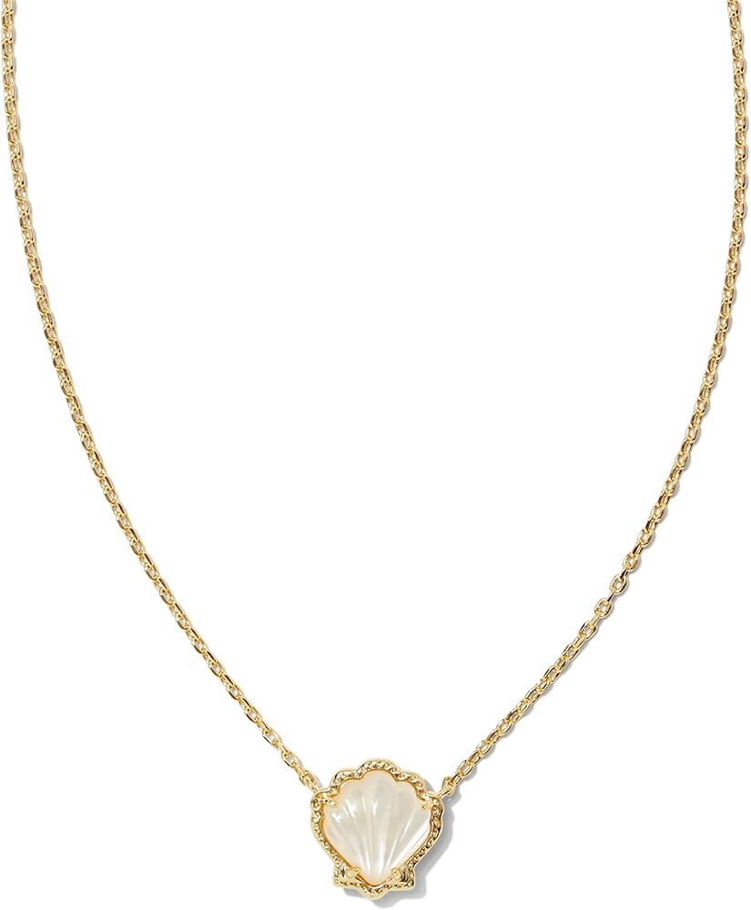 Kendra Scott Brynne Shell Short Pendant Necklace, Gold-Plated Brass, Ivory Mother Of Pearl, Fashi... | Amazon (US)
