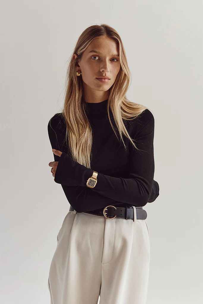 NIX BLACK LONG SLEEVE TOP | DISSH