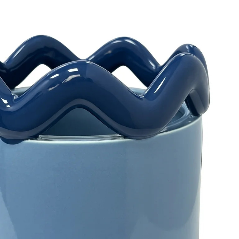 Mainstays Peyson 6" x 6" x 6.9" Round Blue Paradise Ceramic Planter | Walmart (US)