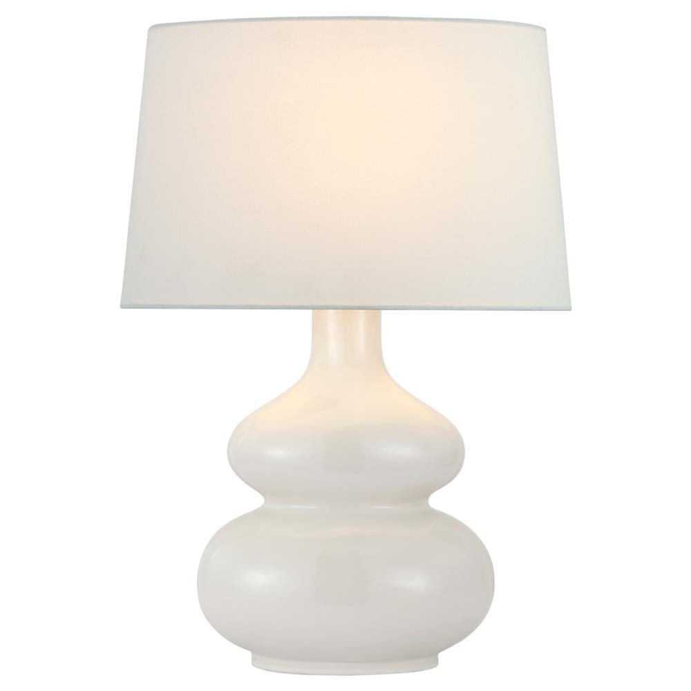Visual Comfort Lismore Mid Century Off White Ceramic Linen Shade Table Lamp | Kathy Kuo Home