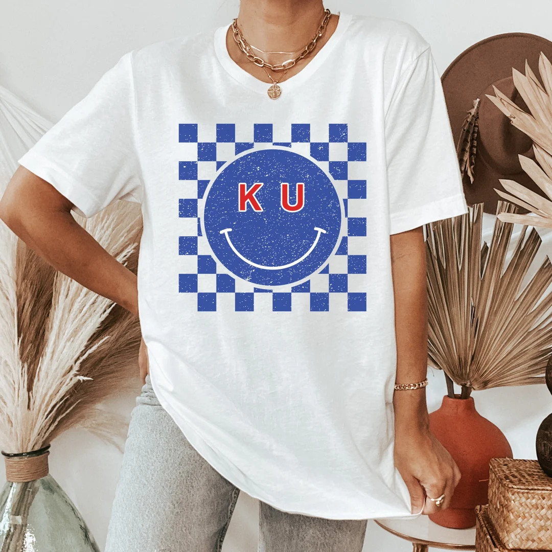 Trendy Jayhawks T-shirt For Women, Aesthetic KU T-shirt for Kansas Fan, Shirt for KU gameday, App... | Etsy (US)