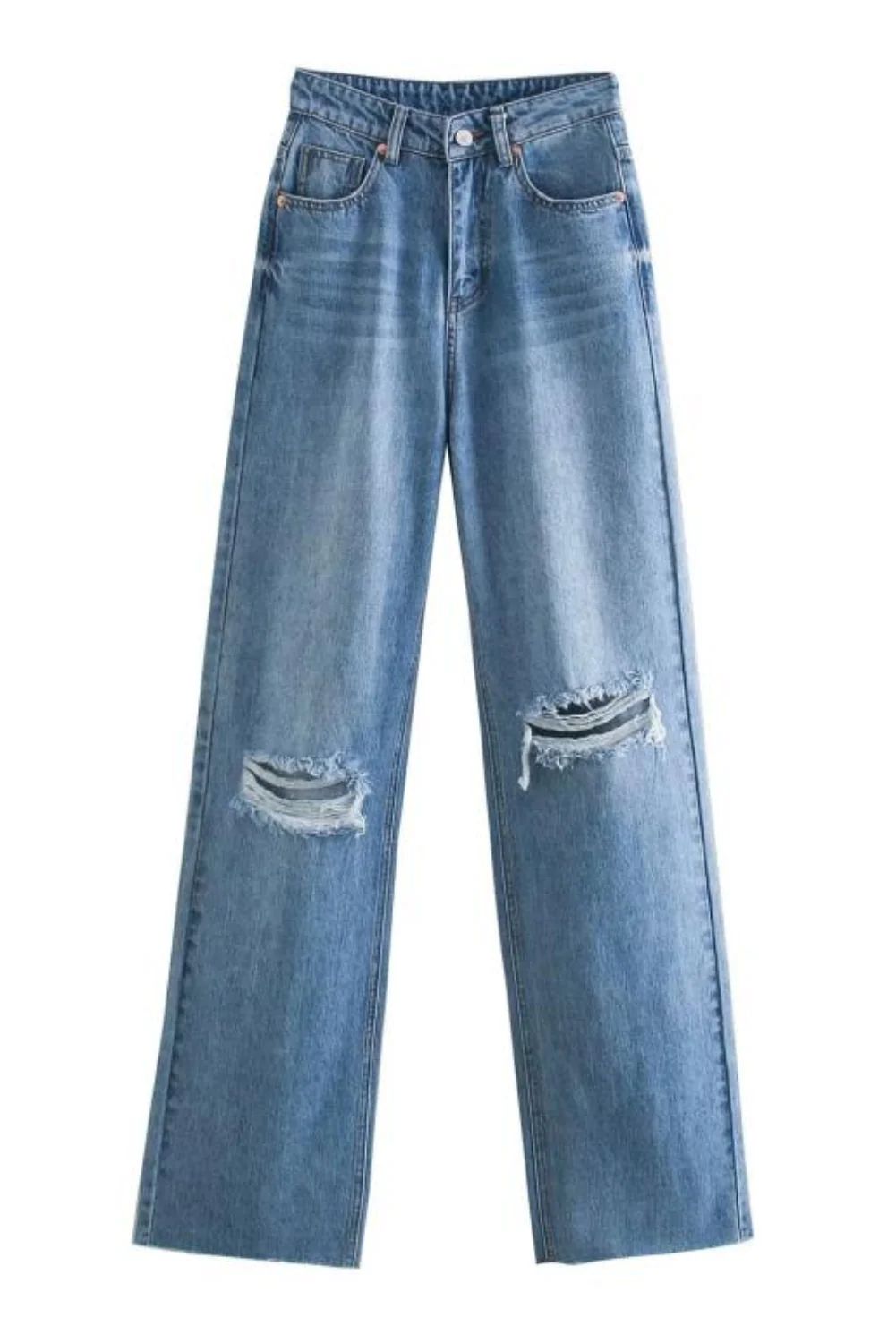 'Patricia' Distressed Straight-leg Jeans | Goodnight Macaroon