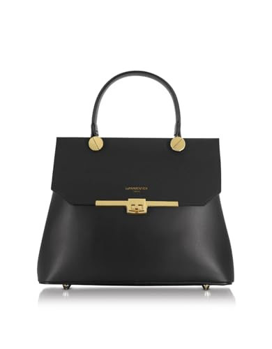 LeParmentier Atlanta Top Handle Satchel Bag, Genuine Leather, 10.6 x 8.7 x 4.7 inches, Gold Hardware | Amazon (US)
