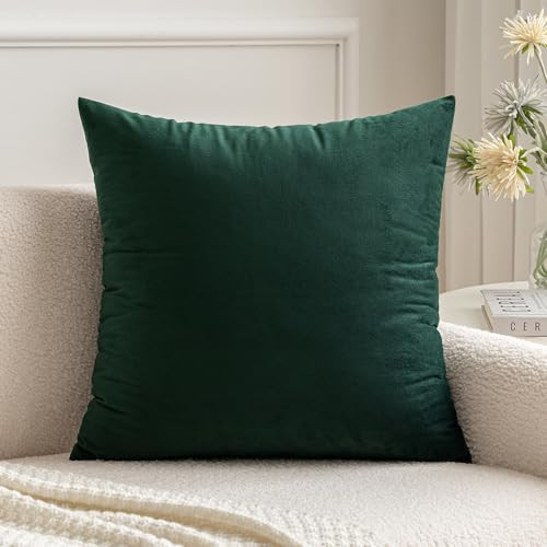 MIULEE Velvet Pillow Cover Soft Luxury Christmas Decorative Throw Pillow Cover Single Rectangle Cushion Case Home Decor for Couch Sofa Bedroom,18x18 Inch Army Green | Amazon (US)