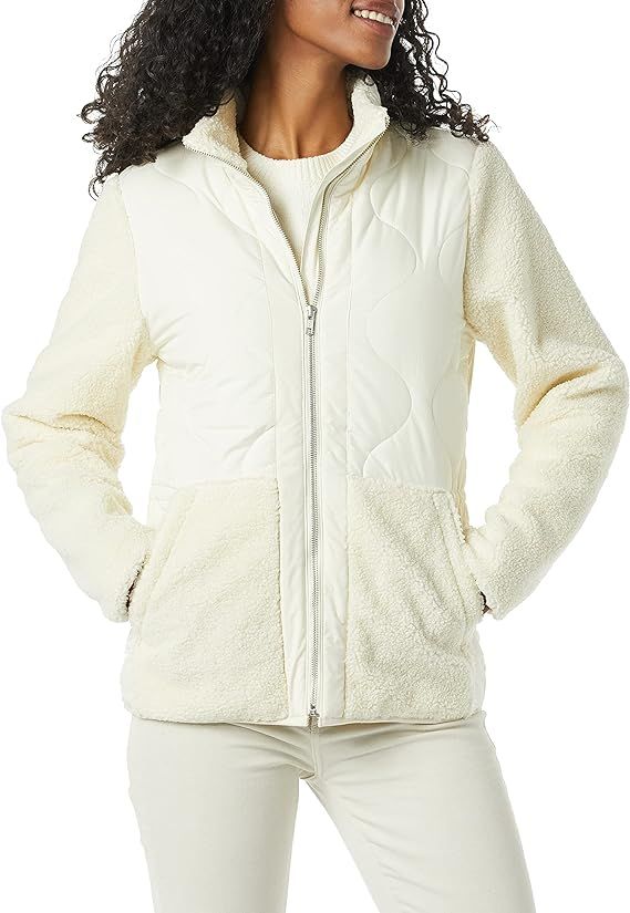 Amazon Essentials Women's Faux Shearling Mixed Media Jacket | Amazon (US)