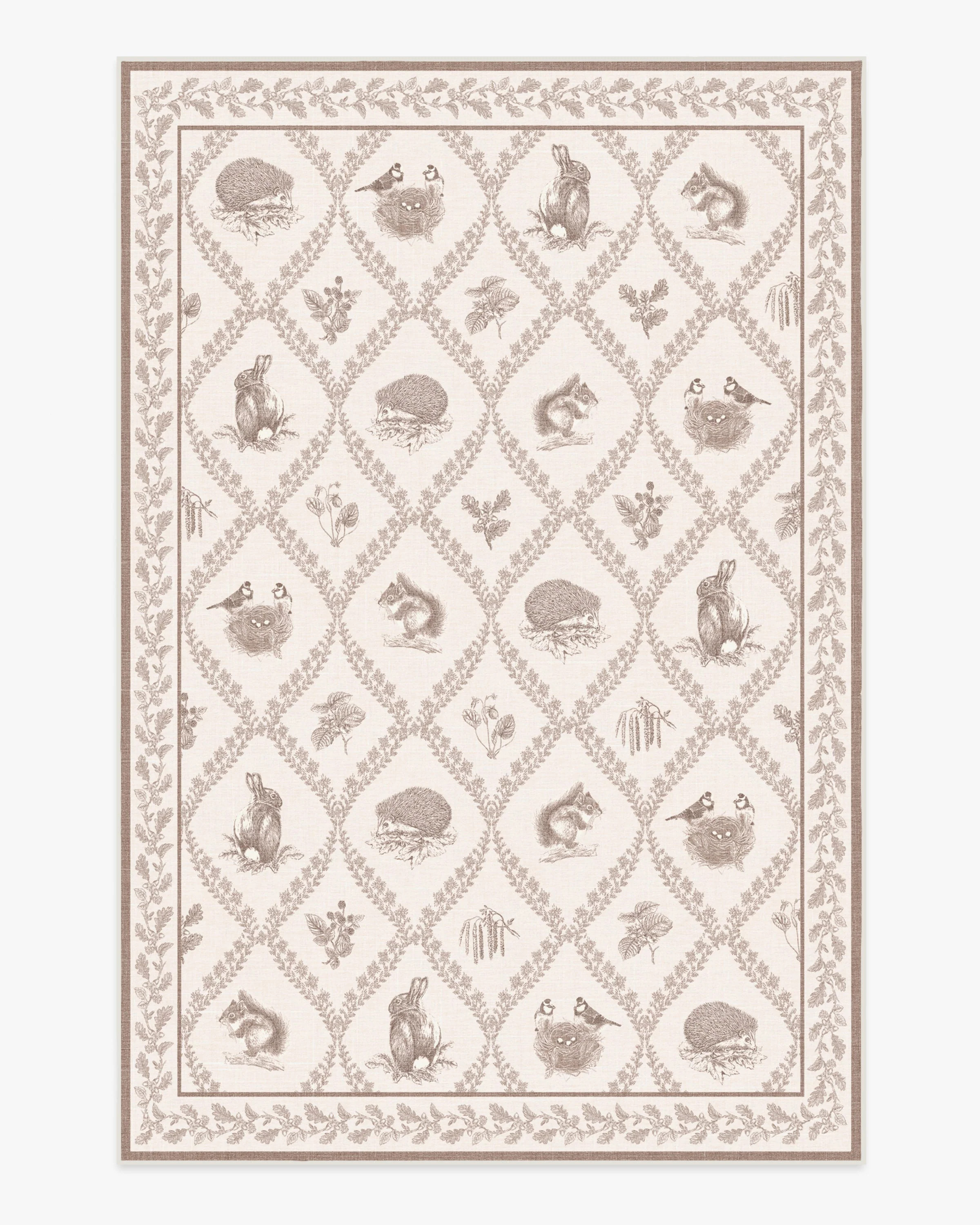 Squirrel & Hedgehog Fawn Rug | Ruggable