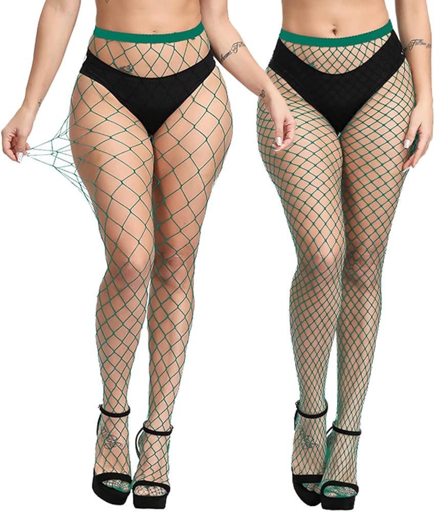 EVERSWE High Waist Fishnet Tights, Thigh High Suspender Stockings | Amazon (US)