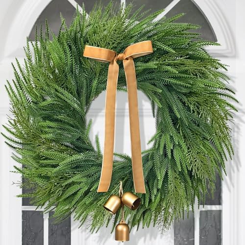 Christmas Wreaths for Front Door - 26" Real Touch Norfolk Pine Wreath, Large Christmas Wreath wit... | Amazon (US)