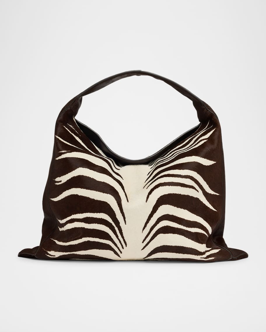 Bottega Veneta Hop Zebra-Print Calf Hair Shoulder Bag | Neiman Marcus
