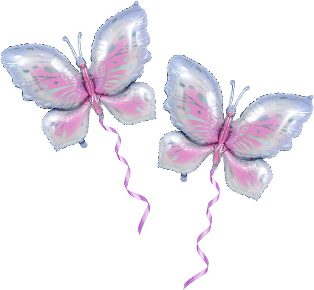 2Pcs Butterfly Balloons Pink Purple Butterfly Birthday Helium Foil Balloons Butterfly Themed Part... | Amazon (US)