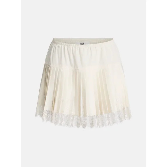 Madden NYC Women's Pleated Skort with Lace Trim, Sizes XXS-XXL | Walmart (US)